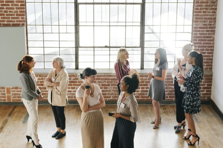 Diverse businesswomen networking