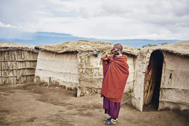 Masai man in the village in Africa, Tanzania, Africa- 01 February 2020