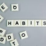 A mixture of letters of the alphabet with the word habits.
